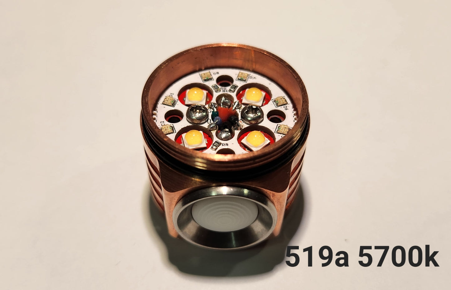 Emisar D4v2 Titanium Copper Brass Replacement Head COPPER 519A 5700K W/WARM WHITE LIGHTED SW