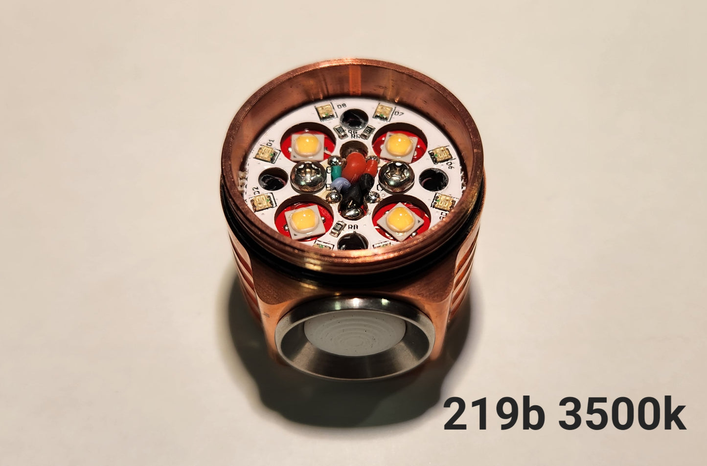 Emisar D4v2 Titanium Copper Brass Replacement Head COPPER 219B 3500K W/WARM WHITE LIGHTED SW