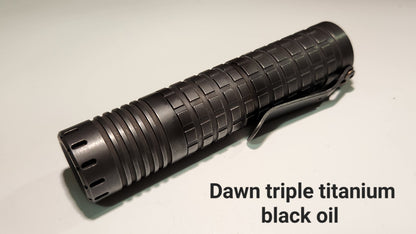 ReyLight Anodized Dawn Triple V2.1 Black Oil Titanium Custom LED Flashlight BLACK OIL TITANIUM V2 NICHIA 219B SW45K 4500K