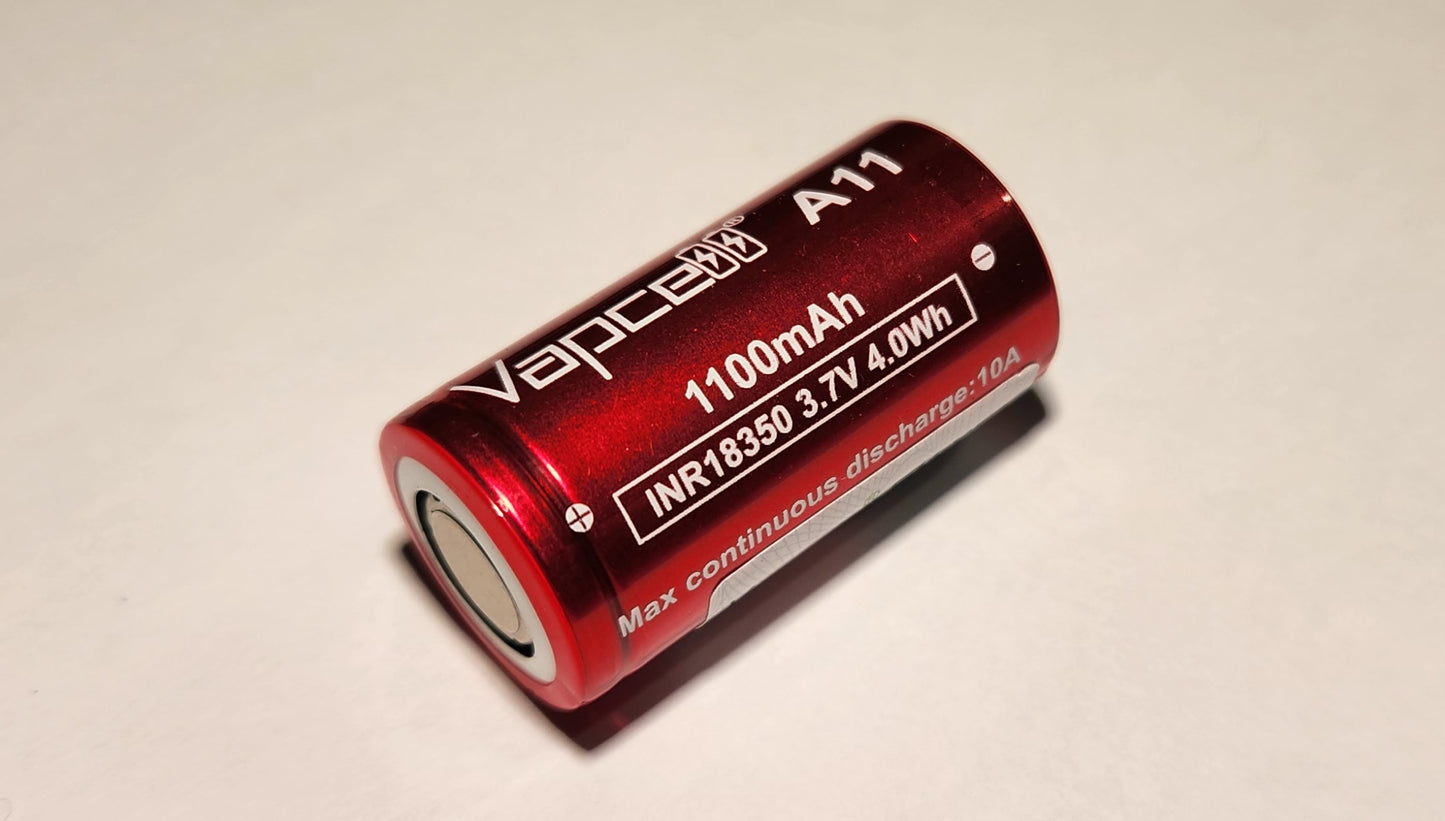 Vapcell A11 18350 1100mAh 10A Rechargeable Lithium Battery **** HAS TO BE SHIPPED WITH FLASHLIGHT + FEDEX ***