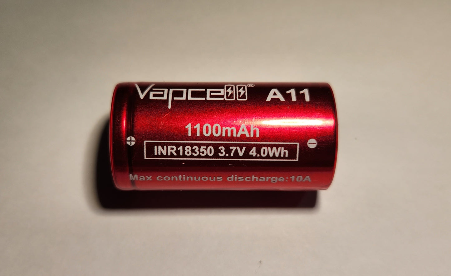 Vapcell A11 18350 1100mAh 10A Rechargeable Lithium Battery **** HAS TO BE SHIPPED WITH FLASHLIGHT + FEDEX ***