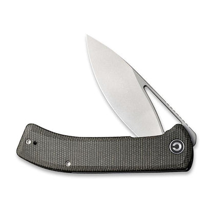 Civivi Riffle Flipper Knife Dark Green Micarta Handle (3.46" Gray Stonewashed 14C28N) C 2024C