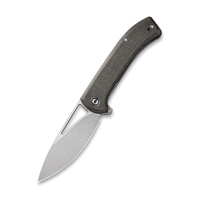Civivi Riffle Flipper Knife Dark Green Micarta Handle (3.46" Gray Stonewashed 14C28N) C 2024C