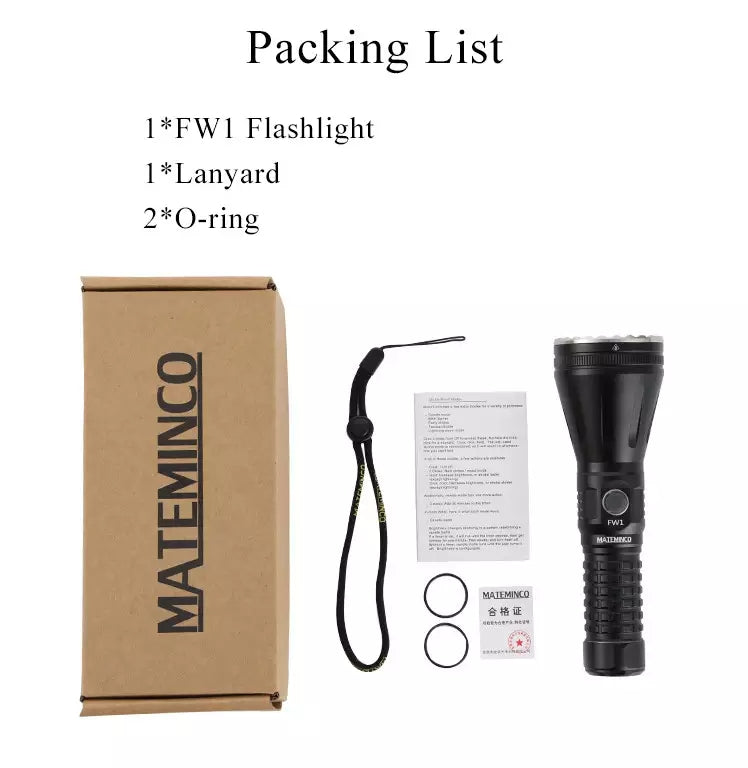 Mateminco FW1 1.8 Mile 2952M Throw LEP Flashlight (WARRANTY REPAIR)