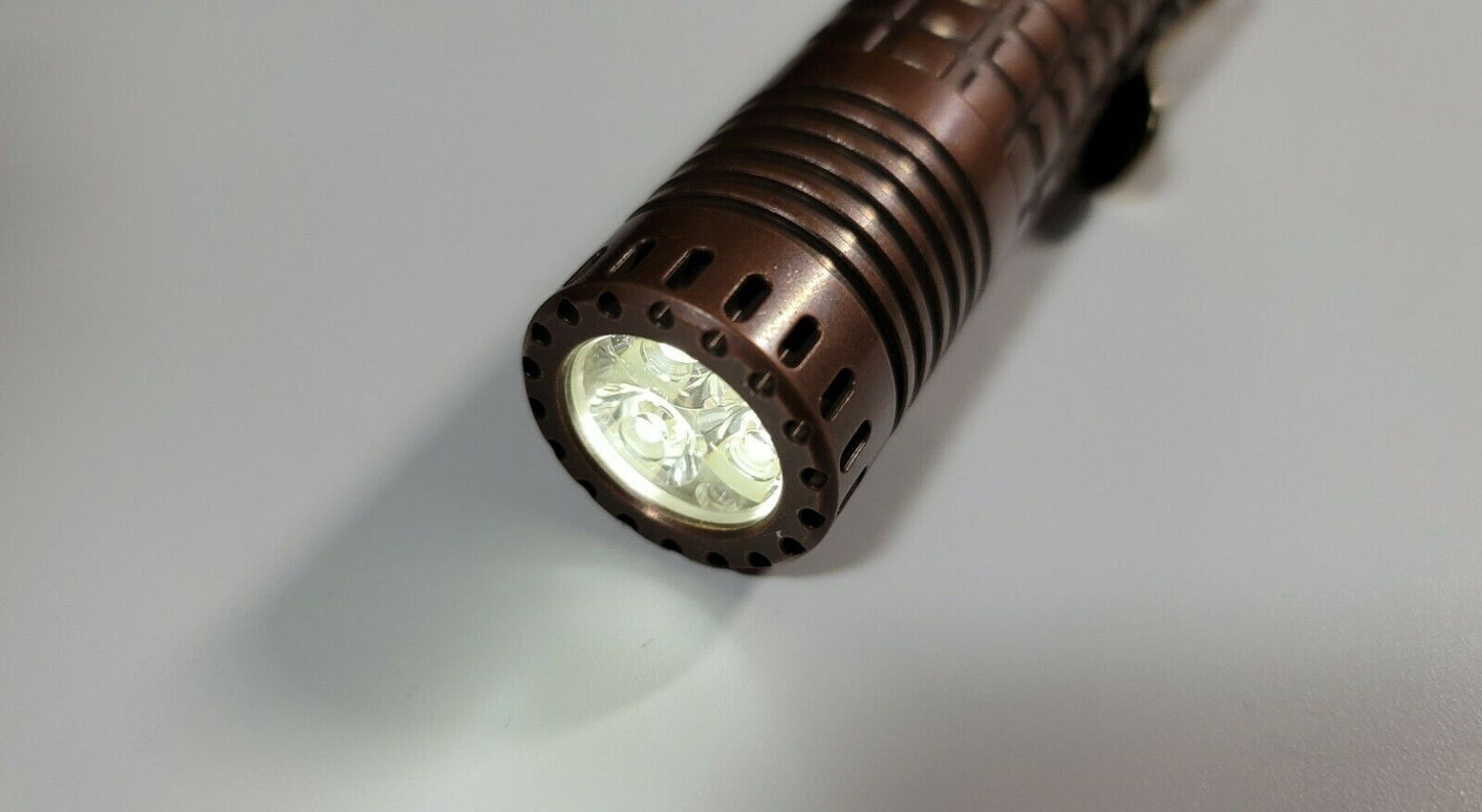 ReyLight Dawn Triple LED COPPER FORCED PATINA Custom Flashlight CREE OR NICHIA