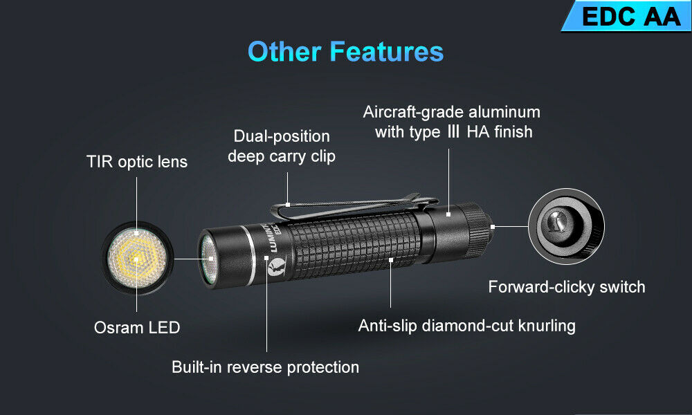 Lumintop EDC AA 600 Lumens Forward-clicky Mini EDC LED Flashlight