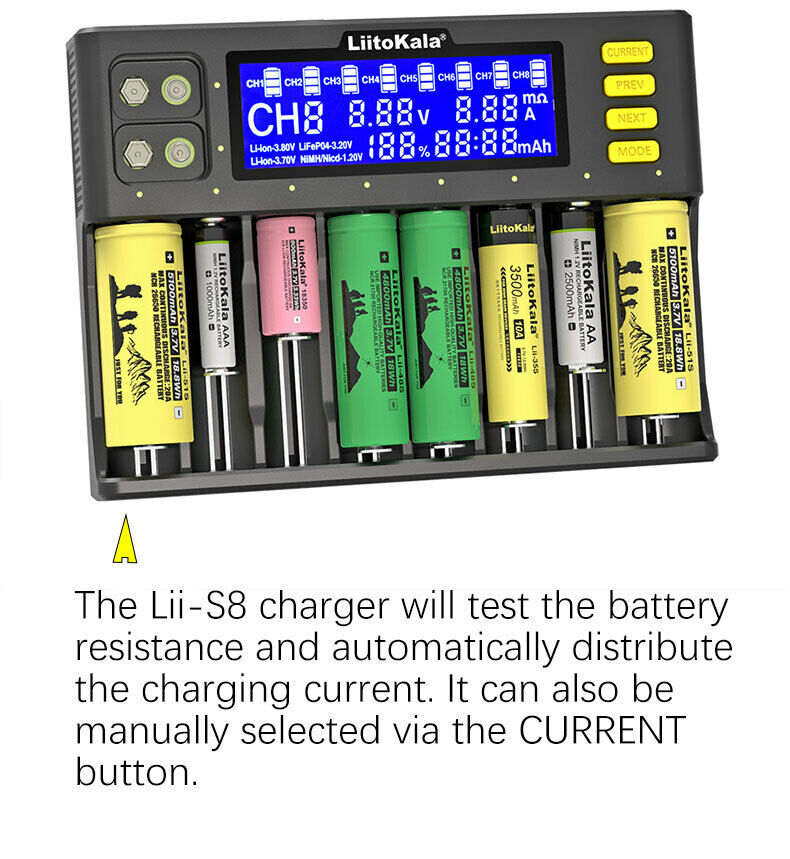 Liitokala Lii-S8 8-Bay Smart Battery Charger 2A Fast charge USA DIRECT!