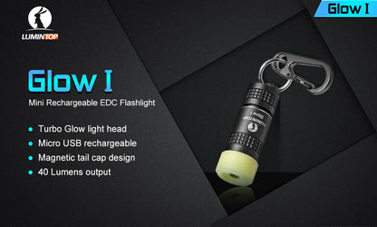 Lumintop GLOW 1 mini rechargable EDC flashlight keychain magnetic built in batt