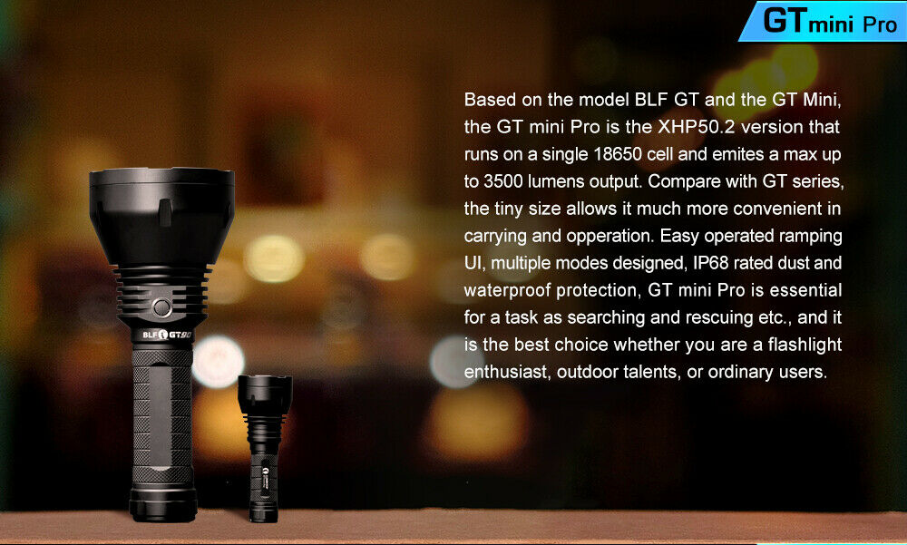 Lumintop BLF GT mini Pro 3500 LM XHP50.2 LED High Intensity 480M Throw!