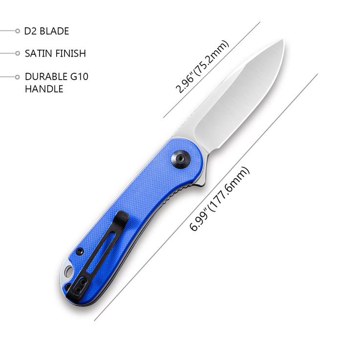 Civivi Elementum Flipper Knife - Blue G10 Handle (2.96'' Satin D2) C 907F