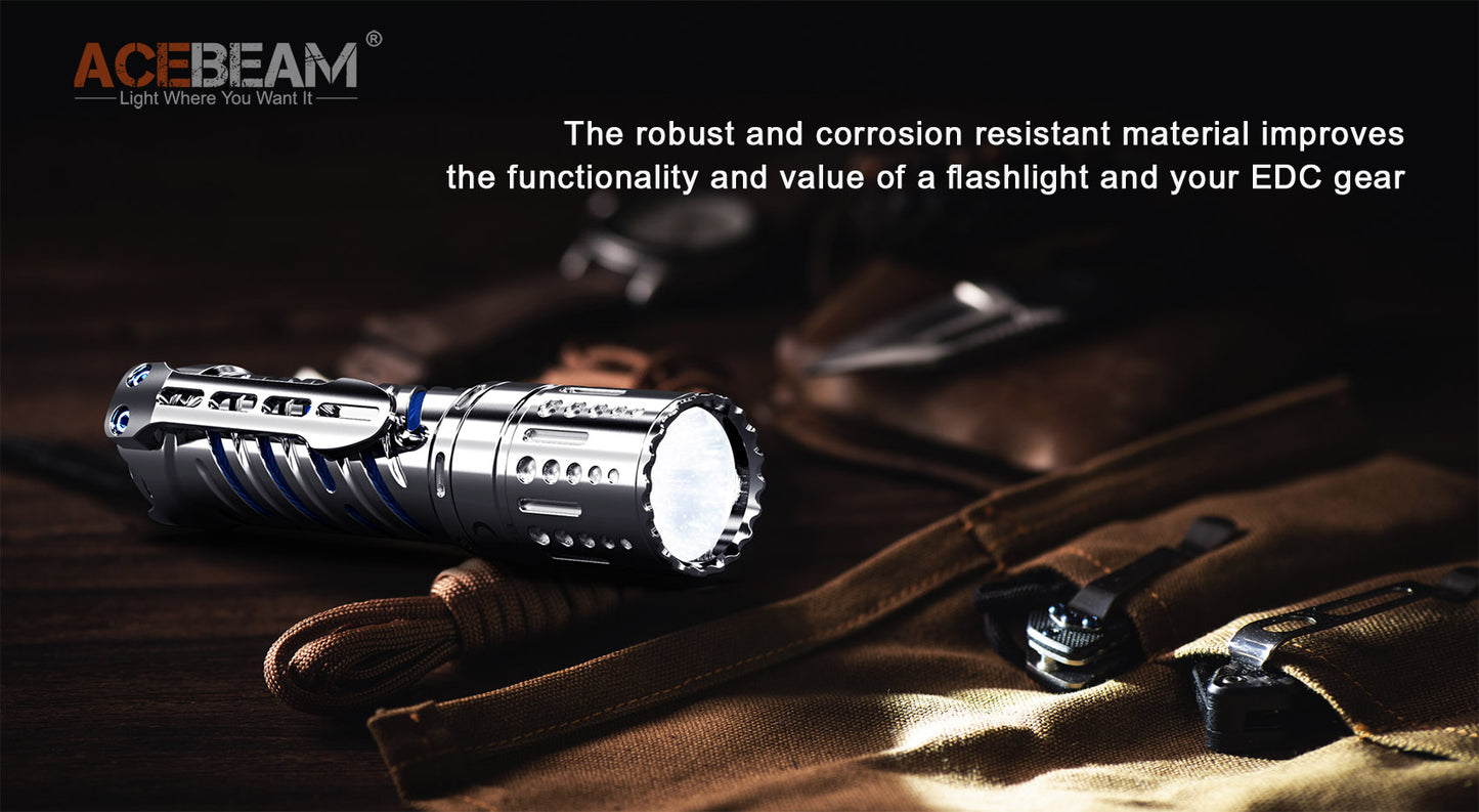 Acebeam E70-SS Stainless Steel EDC LED Flashlight With 21700 Battery