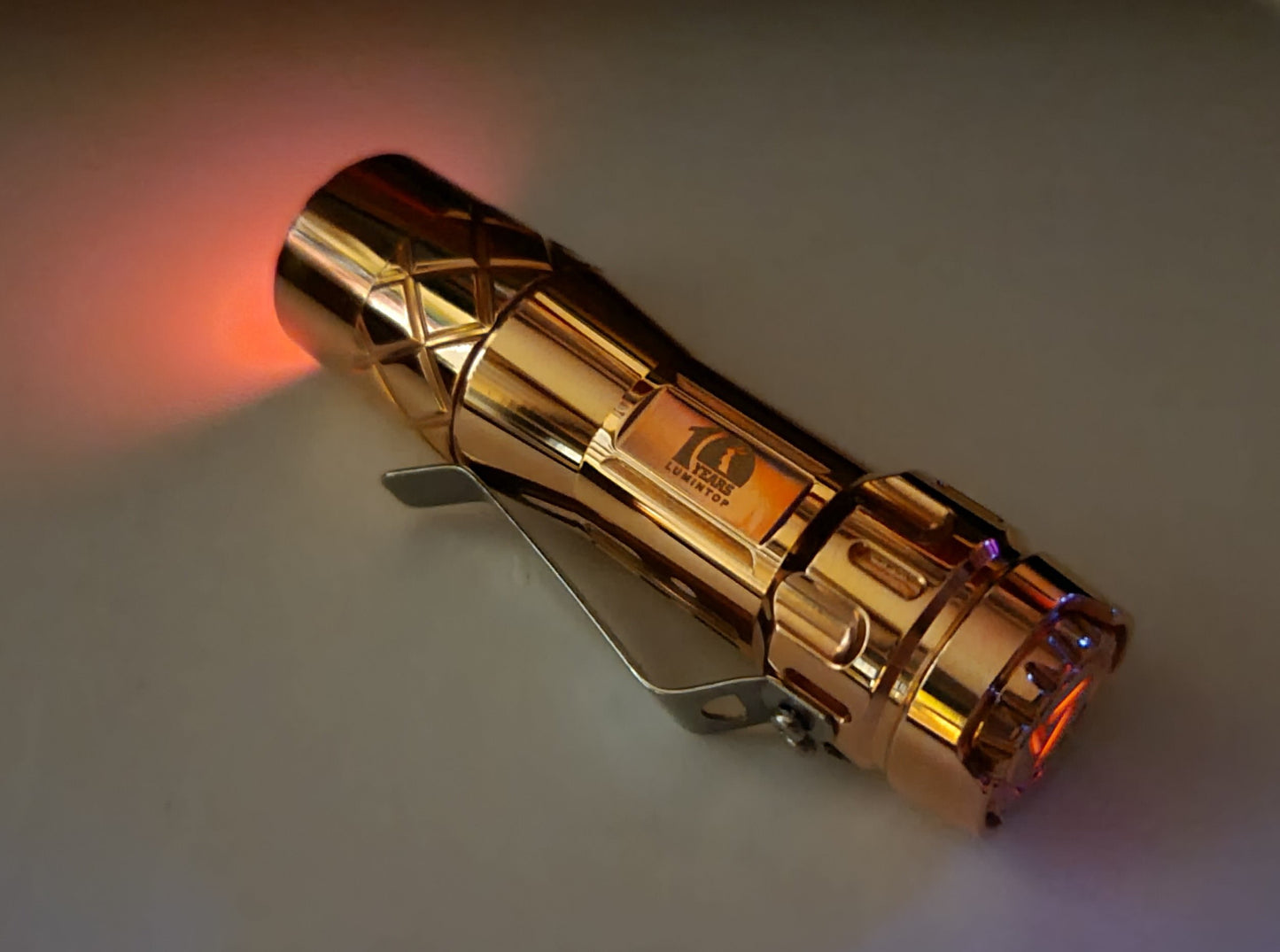 Lumintop LM10 Brass 9 x Tririums + Glow Gasket Custom LED Flashlight