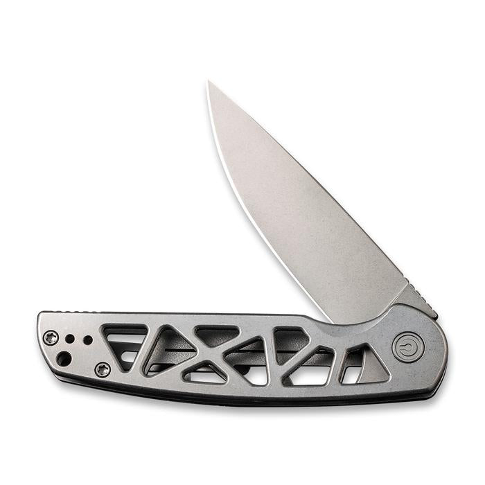 Civivi Perf Flipper Knife - Plain Skeletonized Steel Handle (3.12'' Stonewashed Nitro-V) C 20006-A