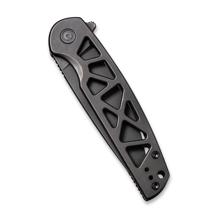 Civivi Perf Flipper Knife - Black Skeletonized Steel Handle (3.12'' Black Stonewashed Nitro-V) C 20006-B