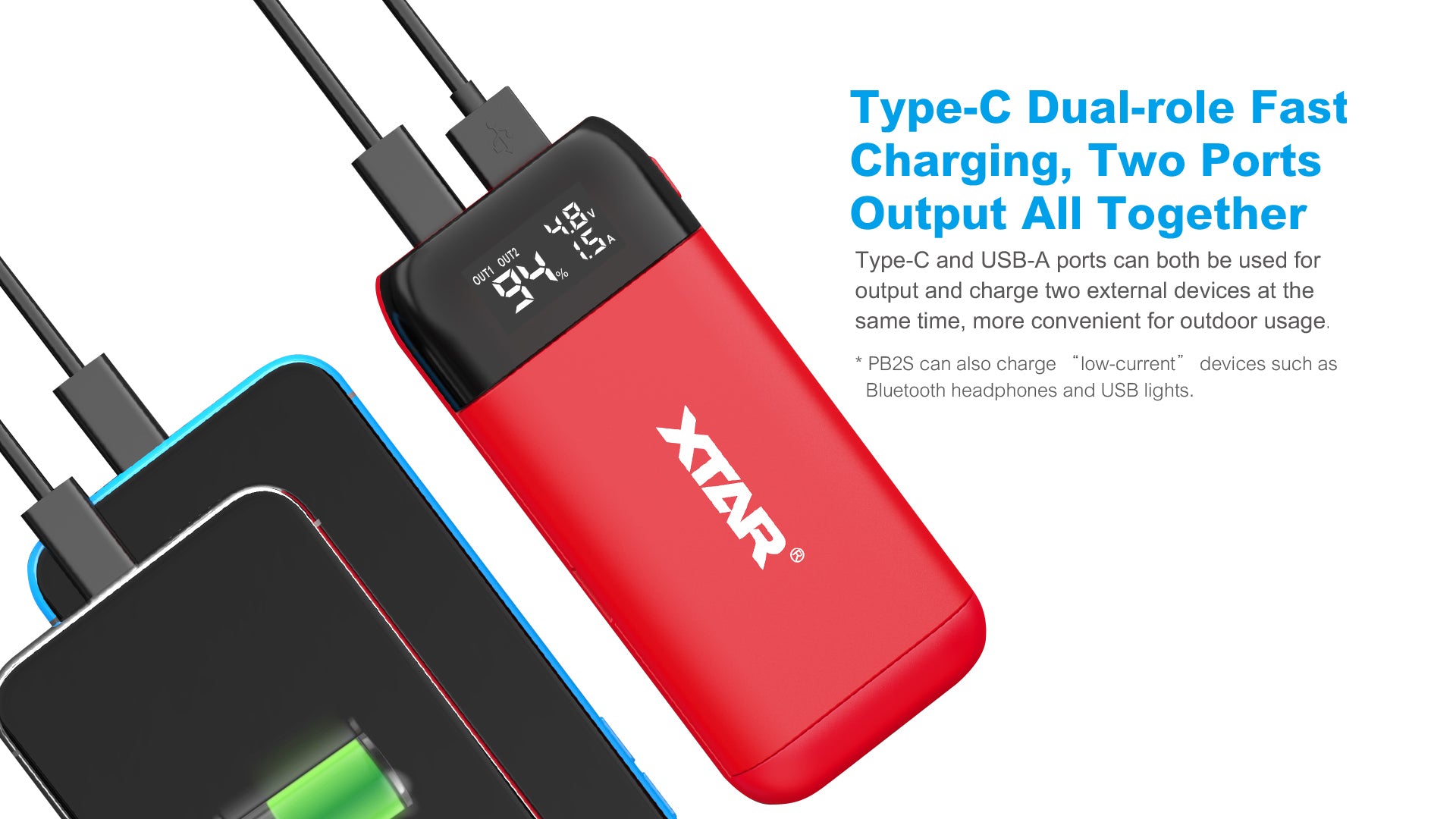 XTAR PB2S QC3.0/PD 2A X 2 Fast Battery Charger/Power Bank