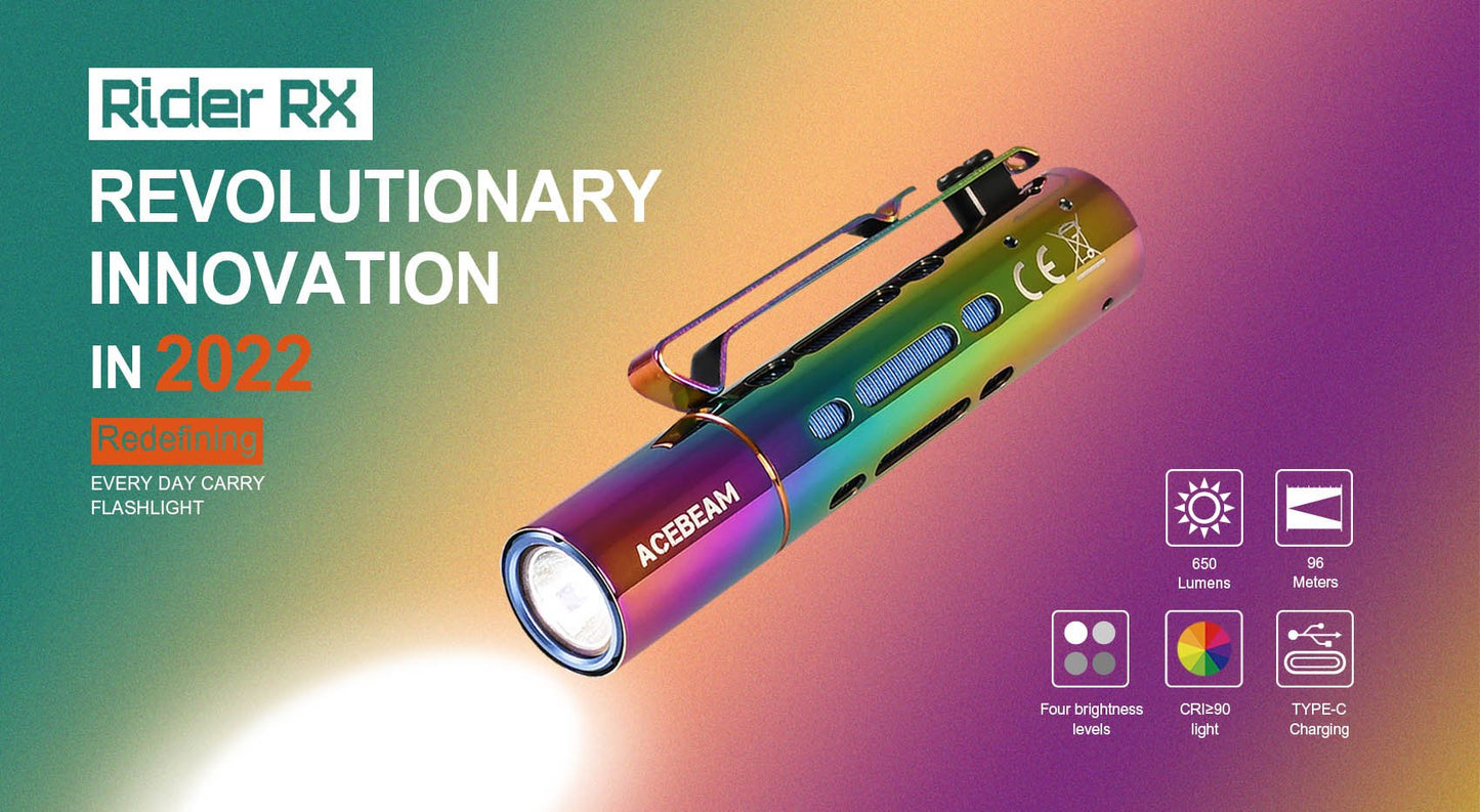 Acebeam Rider RX Stainless Steel EDC AA LED Flashlight With 14500 Battery