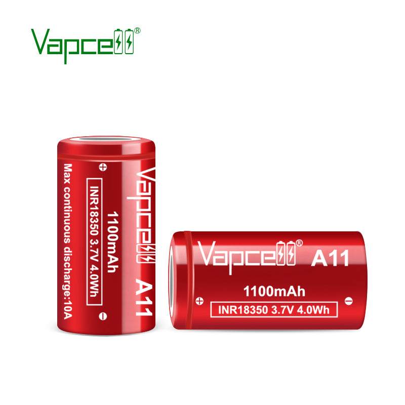 Vapcell A11 18350 1100mAh 10A Rechargeable Lithium Battery **** HAS TO BE SHIPPED WITH FLASHLIGHT + FEDEX ***