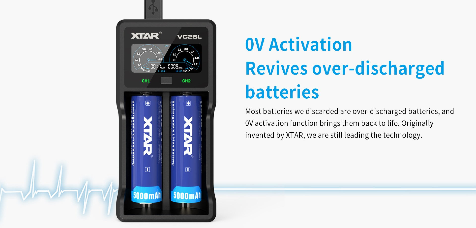 XTAR VC2SL 2A USB-C Fast Lithium-Ion Battery Charger