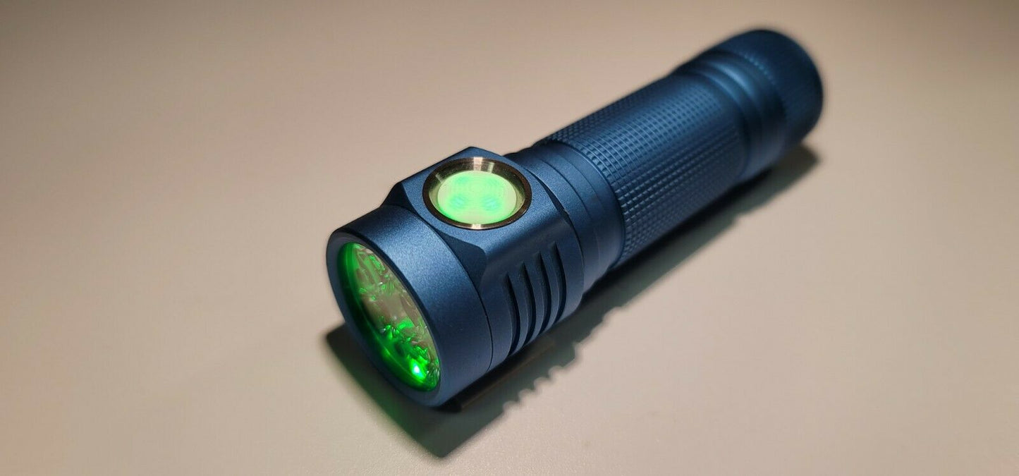 Emisar D4v2 Osram W2 Green High Power LED Flashlight CYAN W/GREEN LIGHTED BUTTON