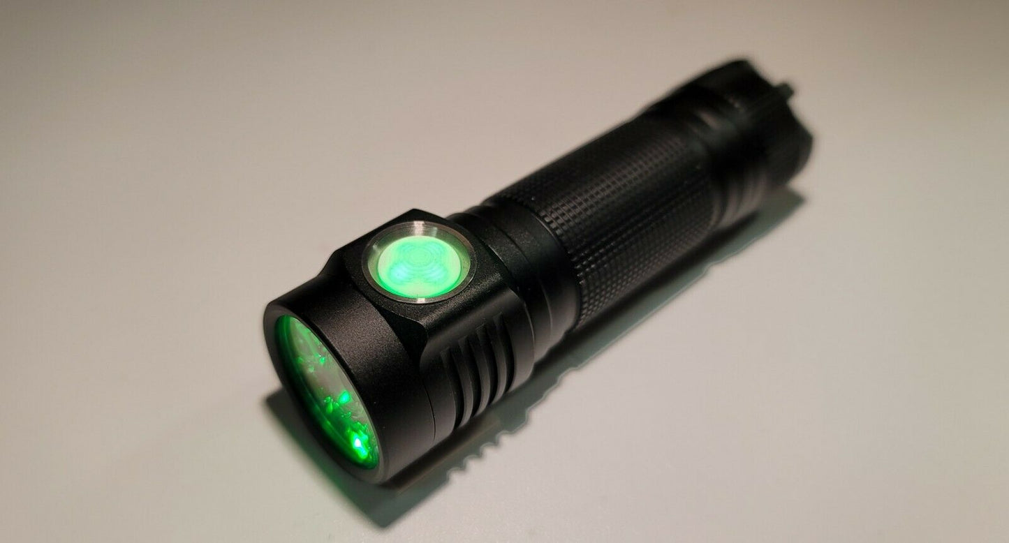 Emisar D4v2 Osram W2 Green High Power LED Flashlight BLACK W/GREEN LIGHTED BUTTON