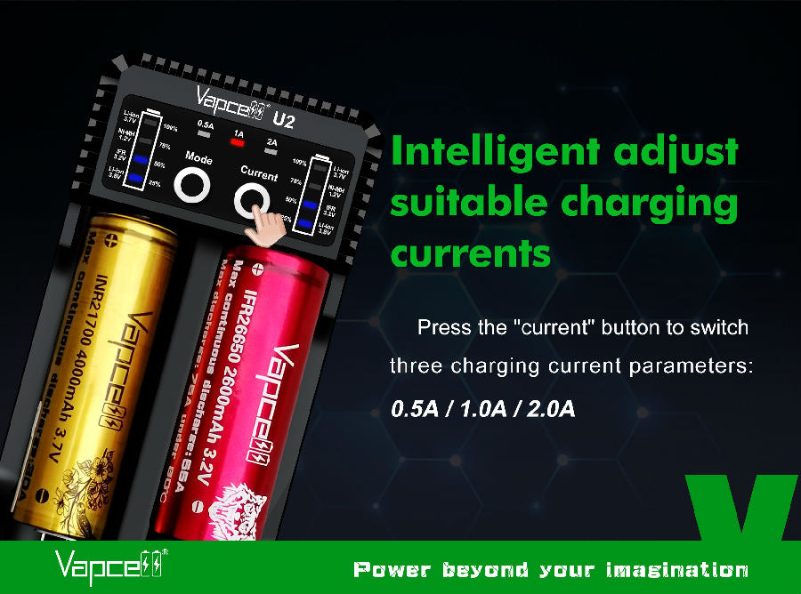 Vapcell U2 2-Bay Multi-Function Smart Battery Charger